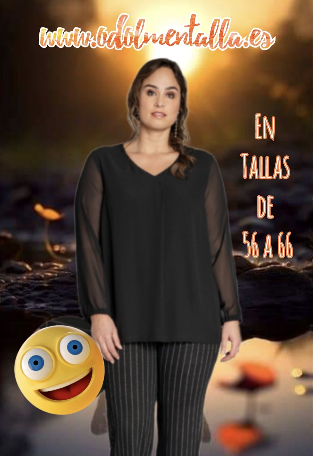 Blusón gasa fiesta mujer tallas grandes - Imagen 1